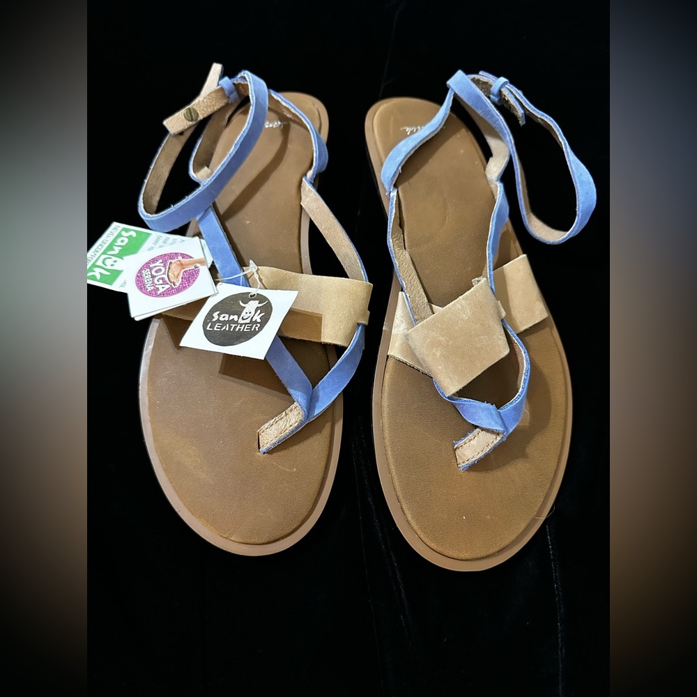 Sanuk Yoga Serena Leather Sandals Size 10
